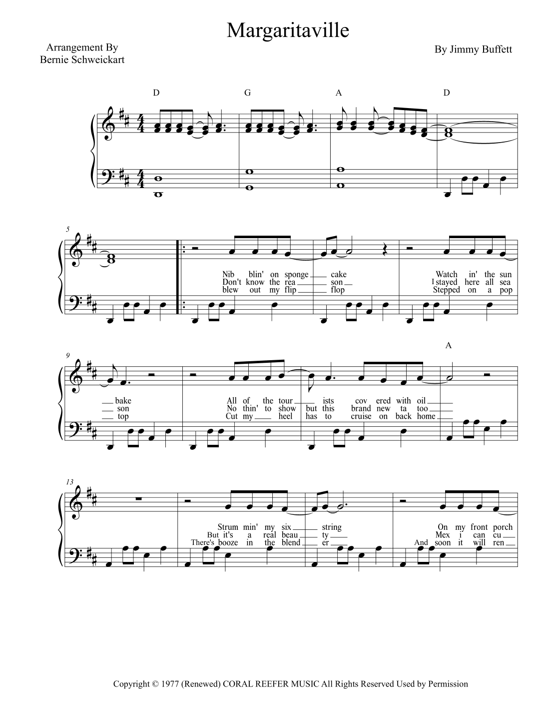 Margaritaville (arr. Bernie Schweickart)
