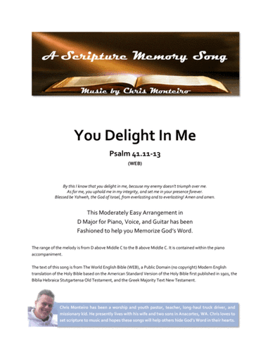 You Delight In Me (Psalm 41.11-13 WEB)