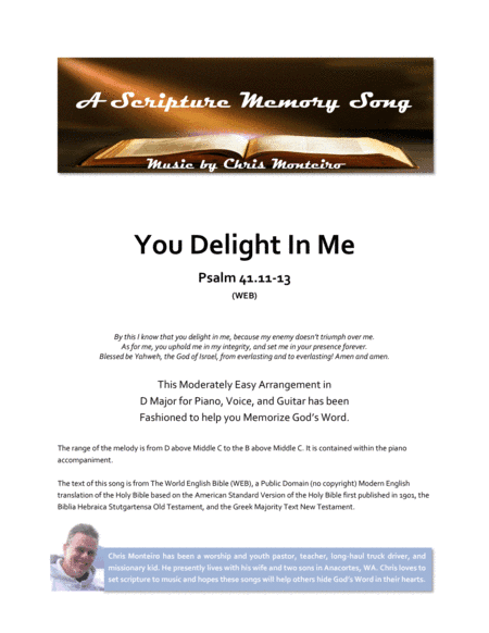 You Delight In Me (Psalm 41.11-13 WEB)