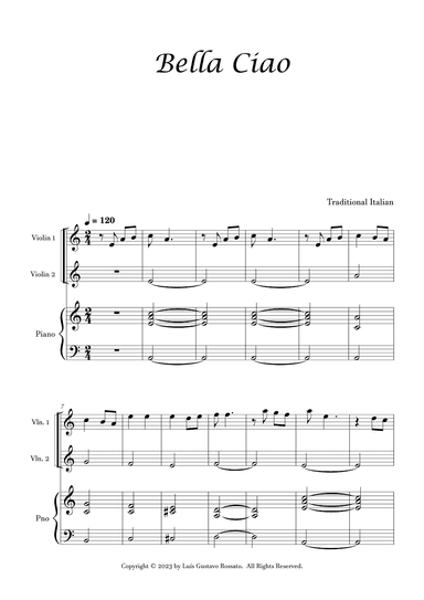 Bella Ciao - Violin Duet (arr. Luís Gustavo Rossato)