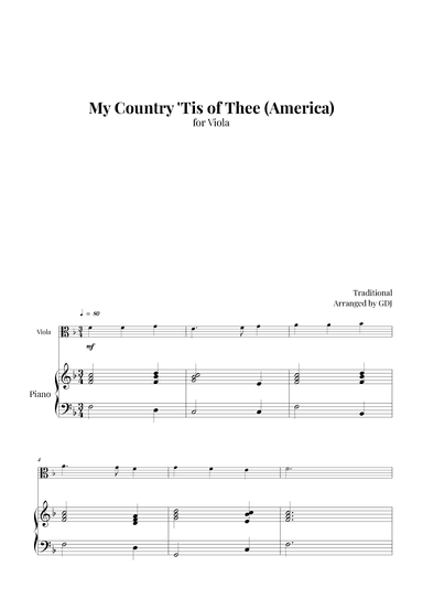 My Country 'Tis of Thee (America) (arr. GDJ)