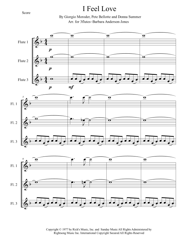 I Feel Love - Score Only (arr. Barbara Anderson-Jones)
