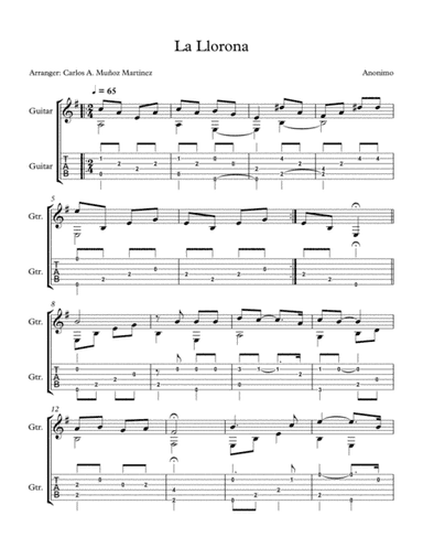 La Llorona - Coco (Fingerstyle Guitar) (arr. Carlos Alberto Muñoz Martinez)