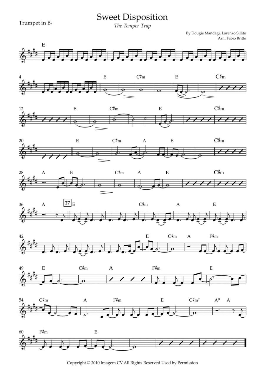 Sweet Disposition (arr. Fabio Britto)