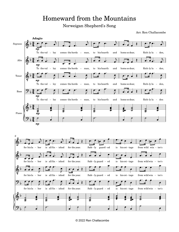 Homeward from the Mountains (arr. Ren Challacombe)