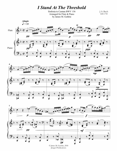 Bach: I Stand At The Threshold for Flute & Piano (arr. James M. Guthrie, ASCAP)