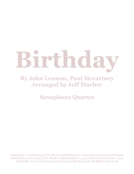Birthday (arr. Jeff Tincher)