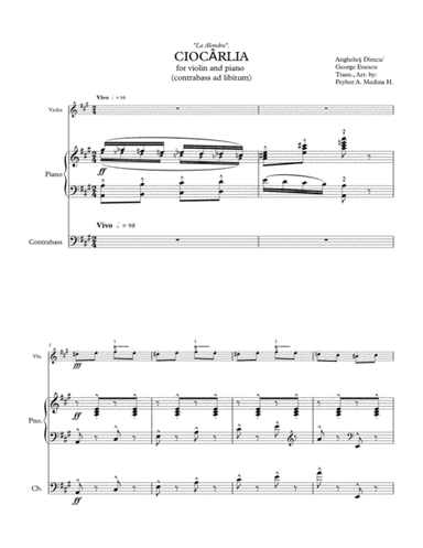 CIOCÂRLIA (La Alondra / The Skylark) Violin, Piano & Contrabass. (arr. George Enescu, Peyber A. Medina H.)