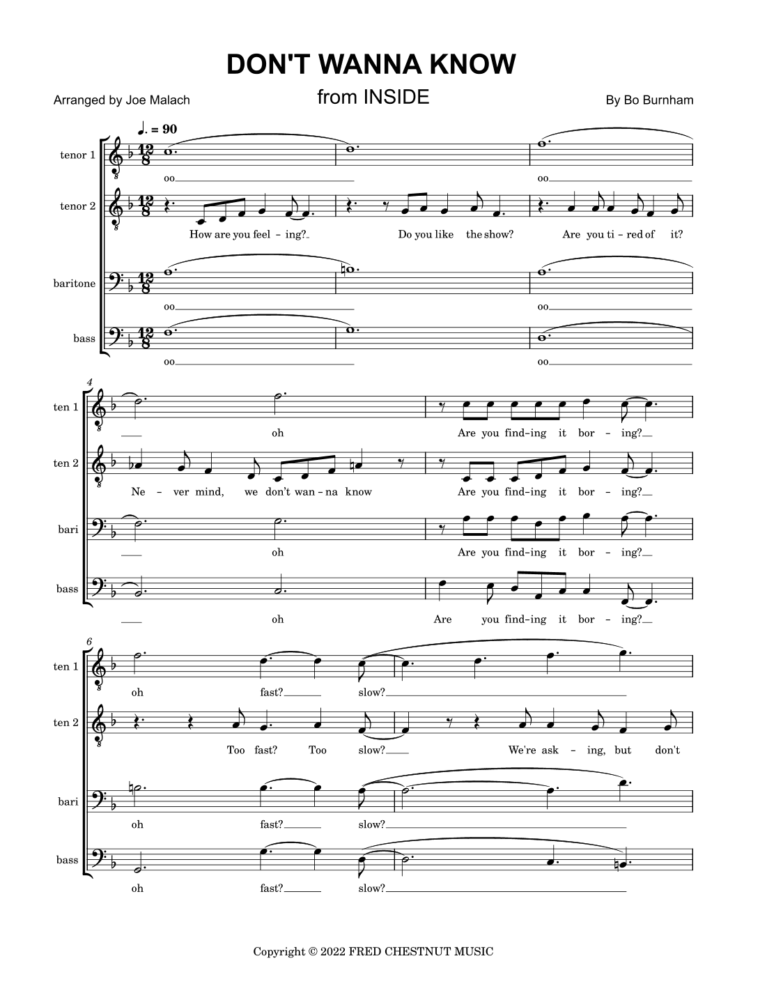 Don't Wanna Know (arr. Joe Malach)