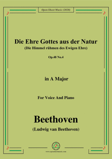 Beethoven-Die Ehre Gottes aus der Natur,in A Major,for Voice and Piano (arr. MSM)