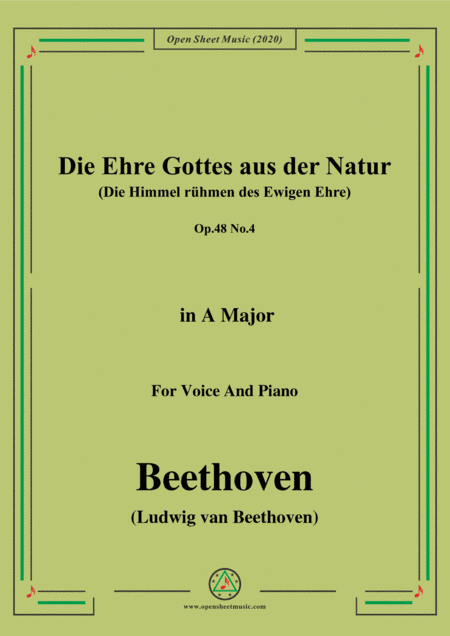 Beethoven-Die Ehre Gottes aus der Natur,in A Major,for Voice and Piano (arr. MSM)