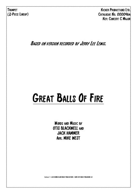 Great Balls Of Fire (arr. Mike West)