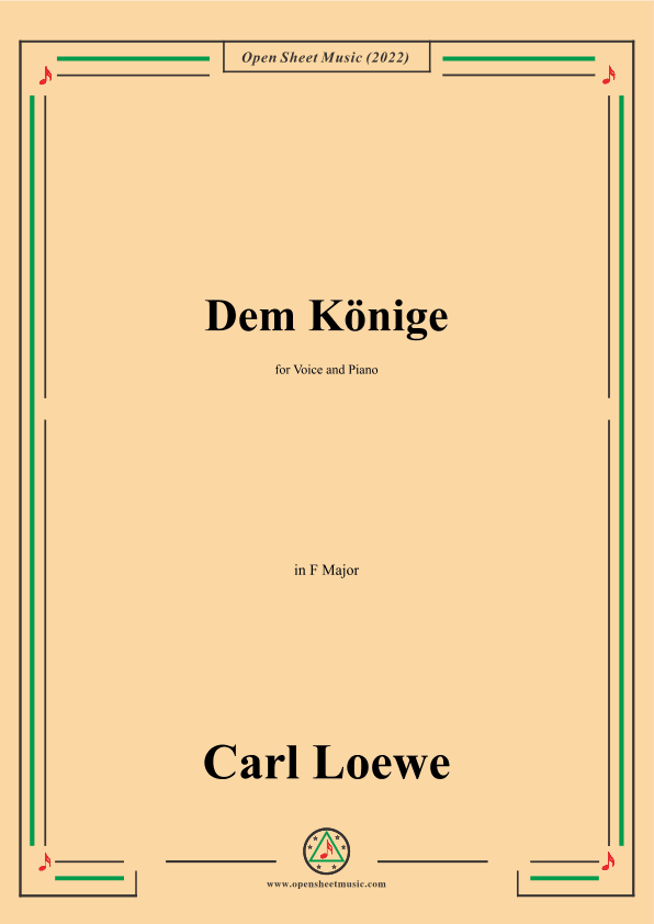 Loewe-Dem Konige,in F Major,for Voice and Piano (arr. OSM Press)