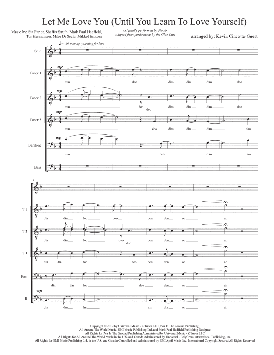Let Me Love You (until You Learn To Love Yourself) (arr. Kevin Cincotta-Guest)