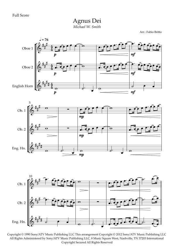 Agnus Dei (arr. Fabio Britto)