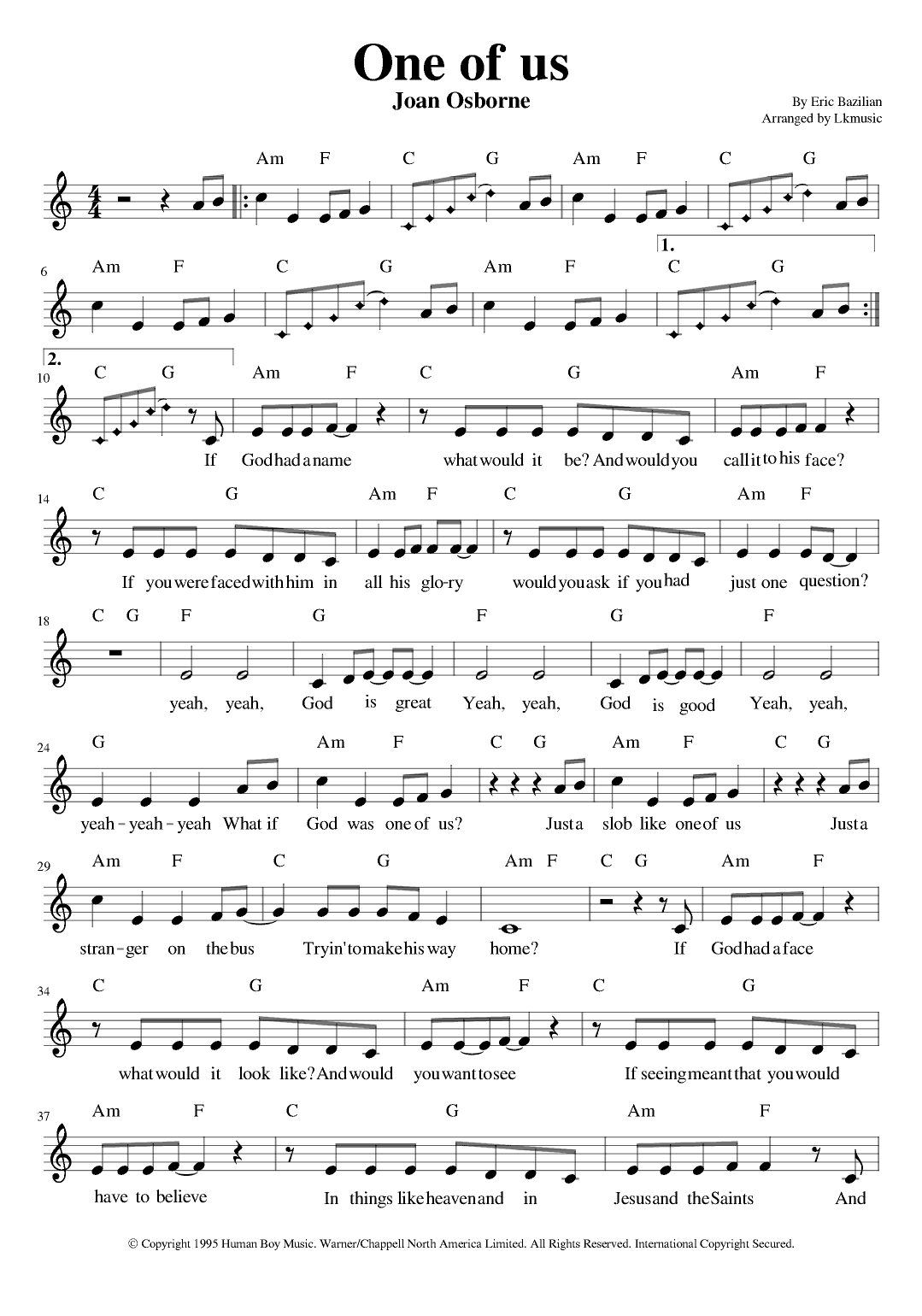One Of Us (arr. Lkmusic)
