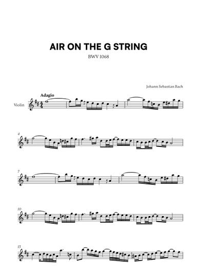 Johann Sebastian Bach - Air on the G String (for Violin Solo) (arr. Cadenza Editions)
