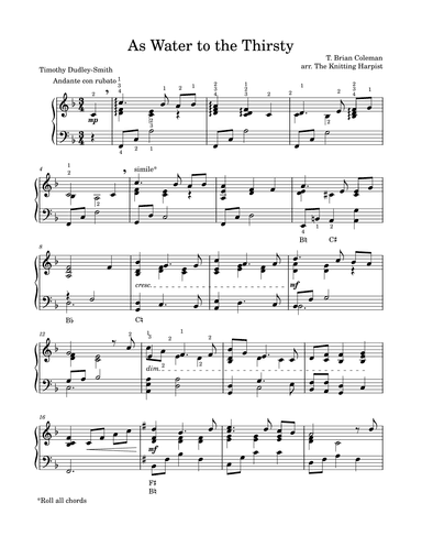 As Water to the Thirsty (harp arrangement) (arr. The Knitting Harpist)