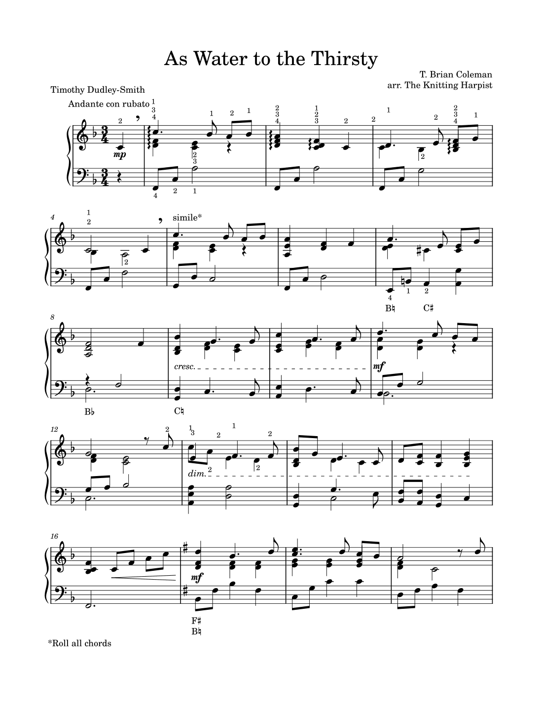 As Water to the Thirsty (harp arrangement) (arr. The Knitting Harpist)