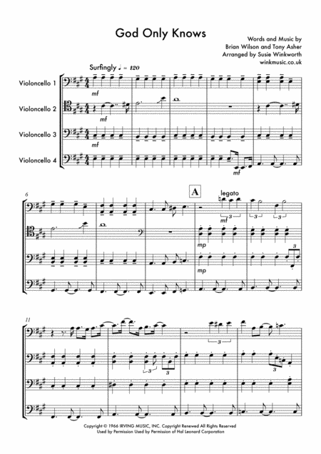 God Only Knows (arr. Susie Winkworth winkmusic.co.uk)