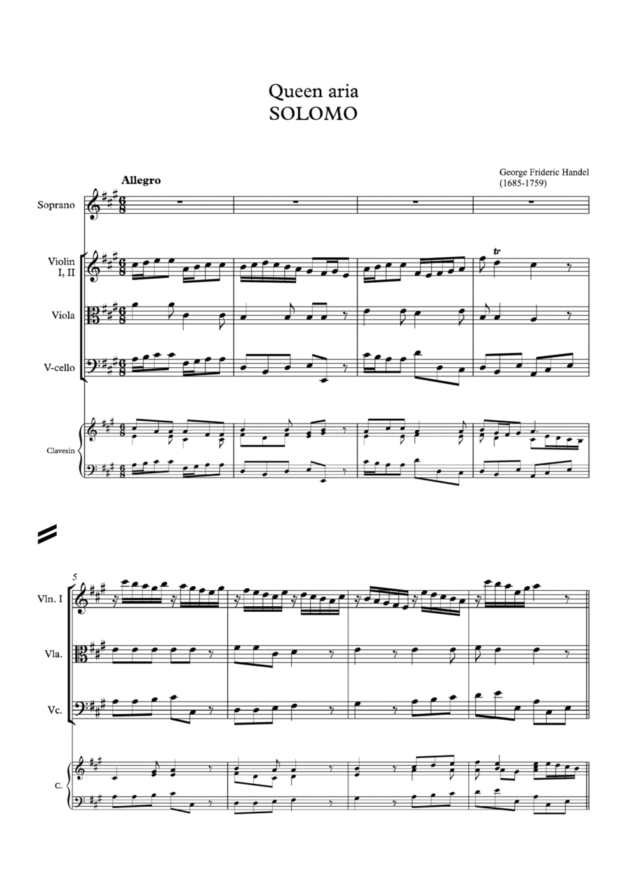 G.F.Handel. Queen Aria from "Solomon" Oratorio. HWV 67 (arr. Grigor Arakelian)
