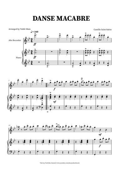 Danse Macabre - Alto Recorder and Piano (arr. Valdir Maia)