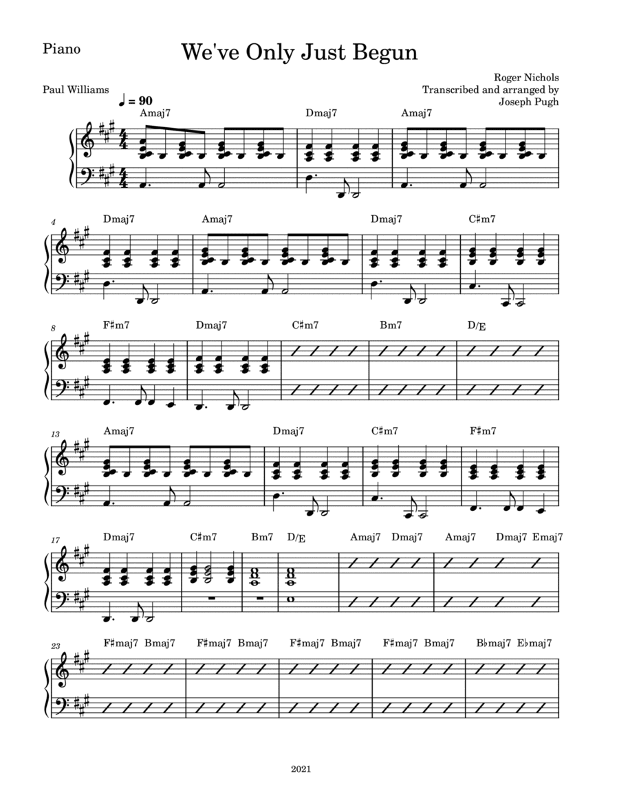 We've Only Just Begun (arr. Joseph Pugh)
