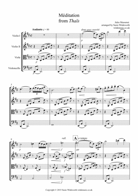 Meditation from Thais (arr. Susie Winkworth winkmusic.co.uk)