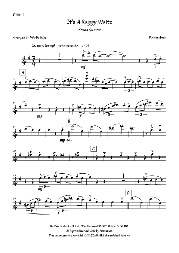 It's A Raggy Waltz (arr. Mike Halliday)