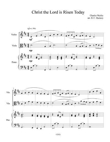 Christ the Lord is Risen Today (Violin and Viola Duet with Piano Accompaniment) (arr. B. C. Dockery)
