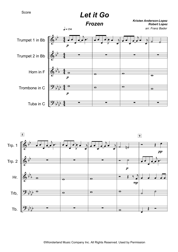 Let It Go (arr. Franz Bader moringa-music.com)