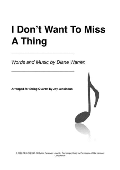 I Don't Want To Miss A Thing (arr. Jay Jenkinson)