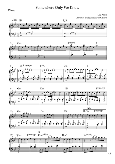 Somewhere Only We Know (arr. MELQUISEDEQUE C. SILVA)