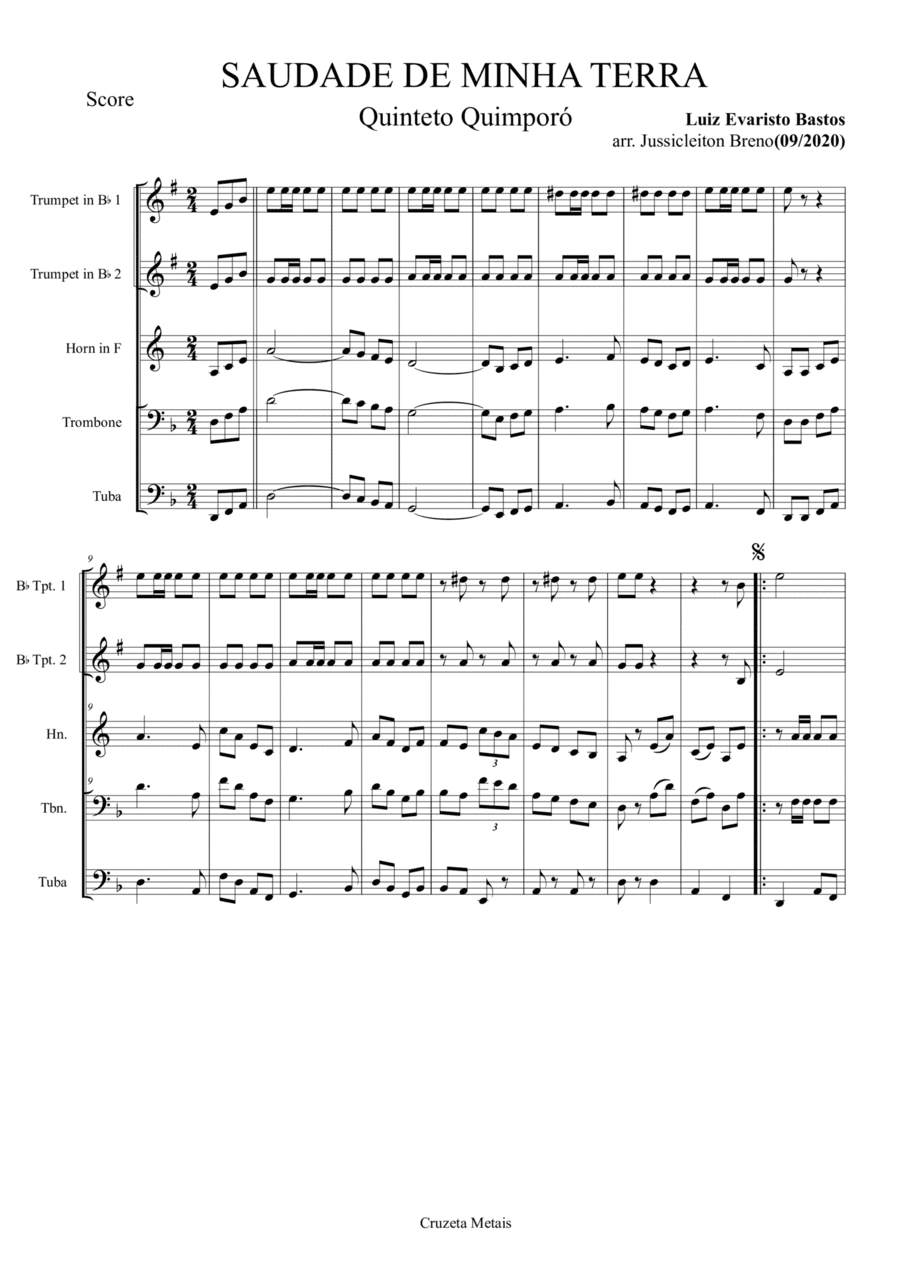 Saudade de minha terra (arr. Jussicleiton Breno)