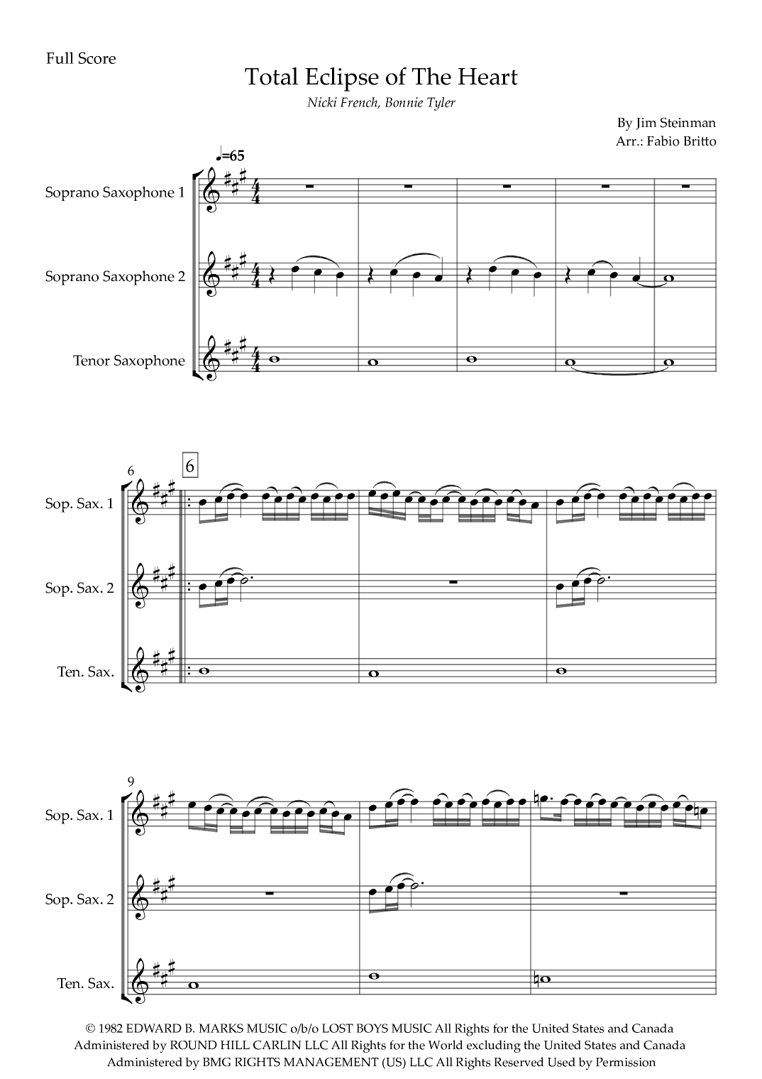 Total Eclipse Of The Heart (arr. Fabio Britto)