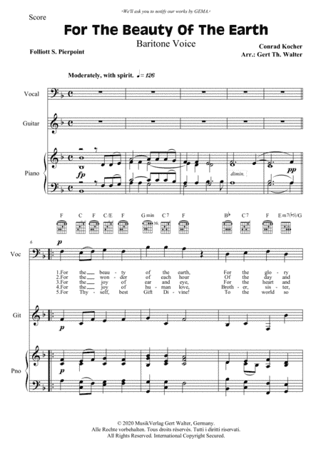 For The Beauty Of The Earth (arr. Gert Th. Walter)