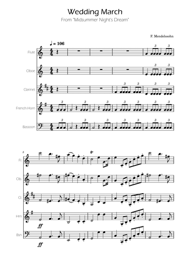 Wedding March - Woodwind Quintet - F.Mendelssohn (arr. Ygor Nunes)