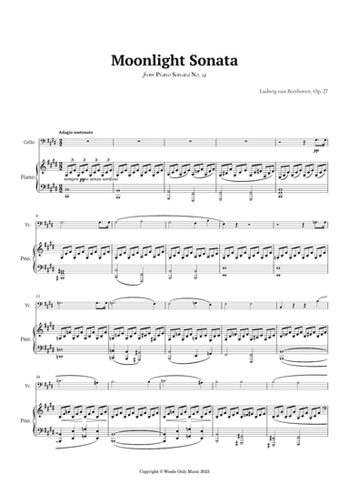 Moonlight Sonata by Beethoven for Cello and Piano (arr. Ander)
