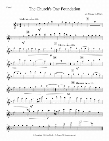 The Church's One Foundation (Flute Quartet) (arr. Wesley D. Peters)