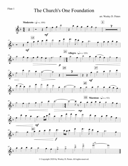 The Church's One Foundation (Flute Quartet) (arr. Wesley D. Peters)