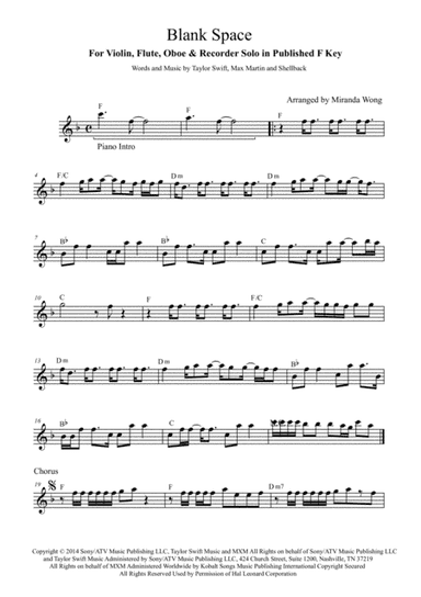 Blank Space (arr. Miranda Wong)