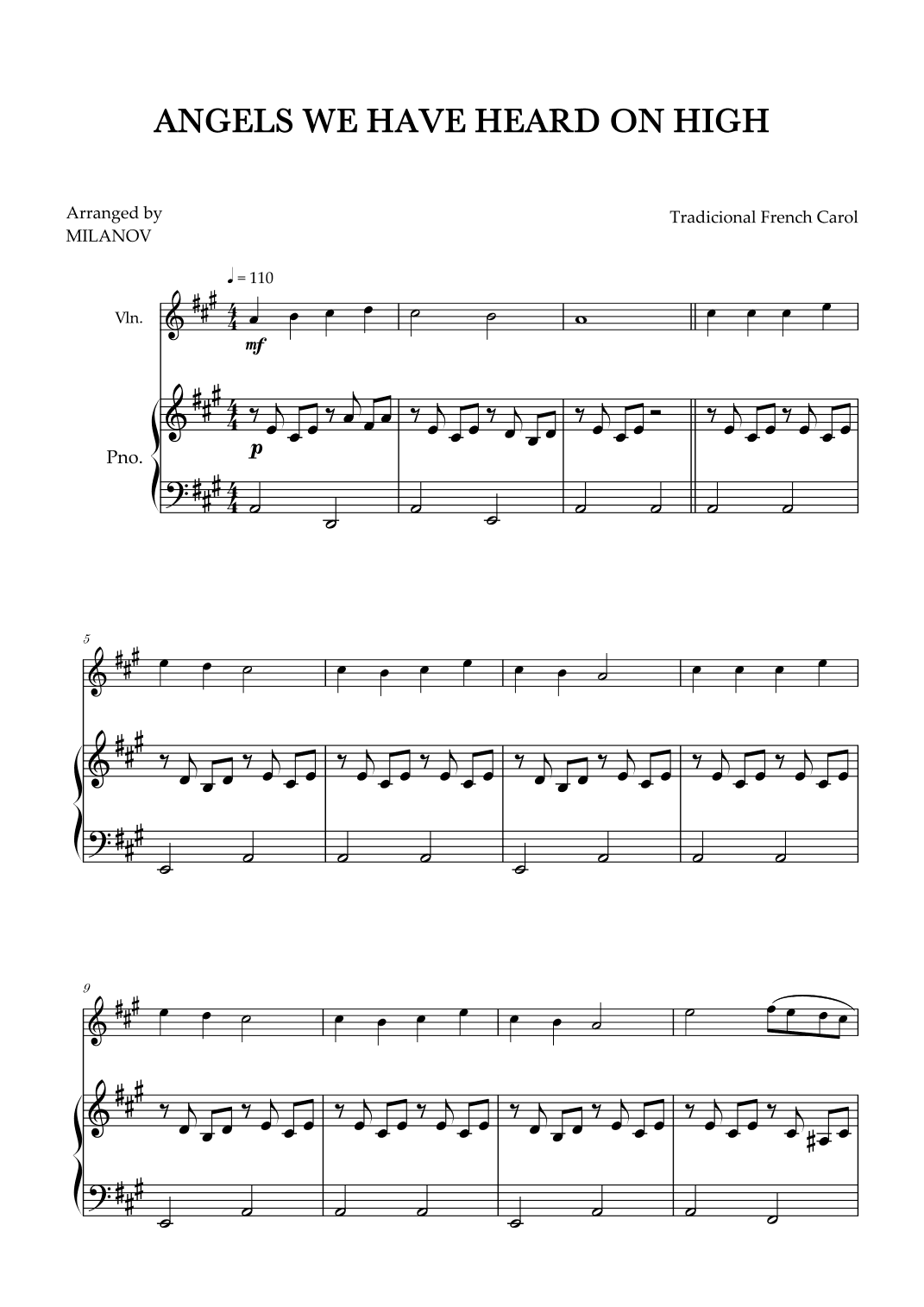 Angels We Have Heard on High | Christmas song | violin | easy beginner (arr. Milanov)