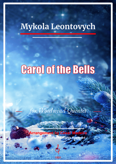 Carol Of The Bells - Woodwind Quintet (Full Score) - Score Only (arr. César Madeira)