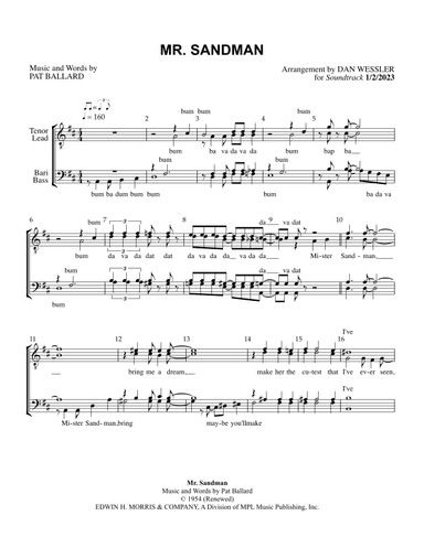 Mister Sandman (arr. Dan Wessler)