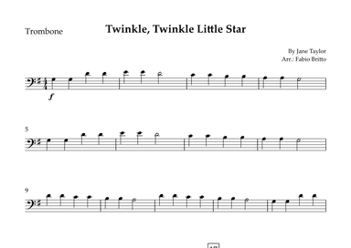 Twinkle, Twinkle Little Star for Trombone Solo (arr. Fabio Britto)