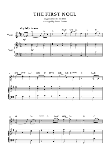 The First Noel - Violin and Piano (arr. Luíza Freitas)