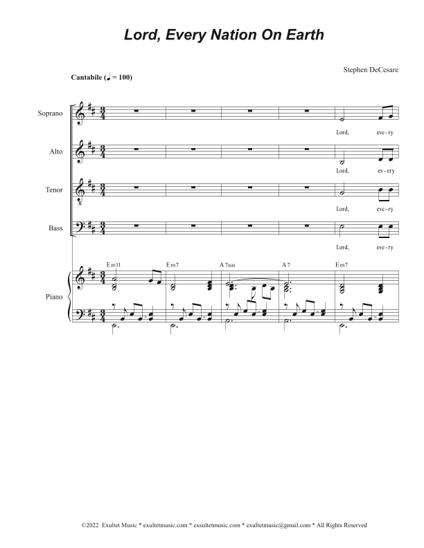 Lord, Every Nation On Earth (Vocal Quartet - (SATB)