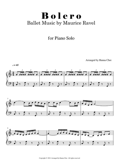 M.Ravel - Bolero from Ballet Music [for Piano Solo] (arr. Hanna Choi)