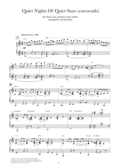 Quiet Nights Of Quiet Stars (corcovado) (arr. Jacob Koller)