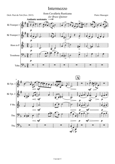 Intermezzo from Cavalleria Rusticana - P Mascagni (arr. Peet du Toit)